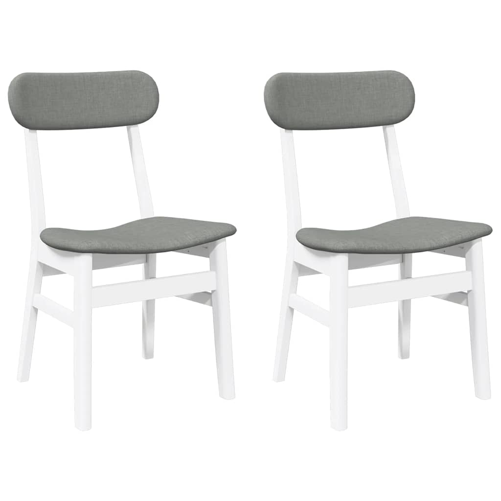 Chaises à manger coussins 2 pcs blanc bois massif caoutchouc - XIOS