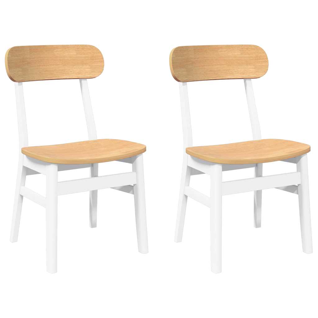 Chaises à manger 2 pcs blanc bois massif caoutchouc - XIOS