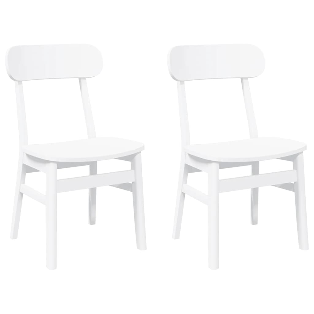 Chaises à manger 2 pcs blanc bois massif caoutchouc - XIOS