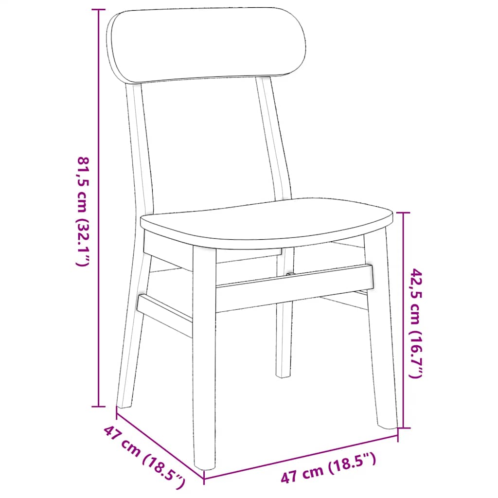 Chaises à manger 2 pcs blanc bois massif caoutchouc - XIOS