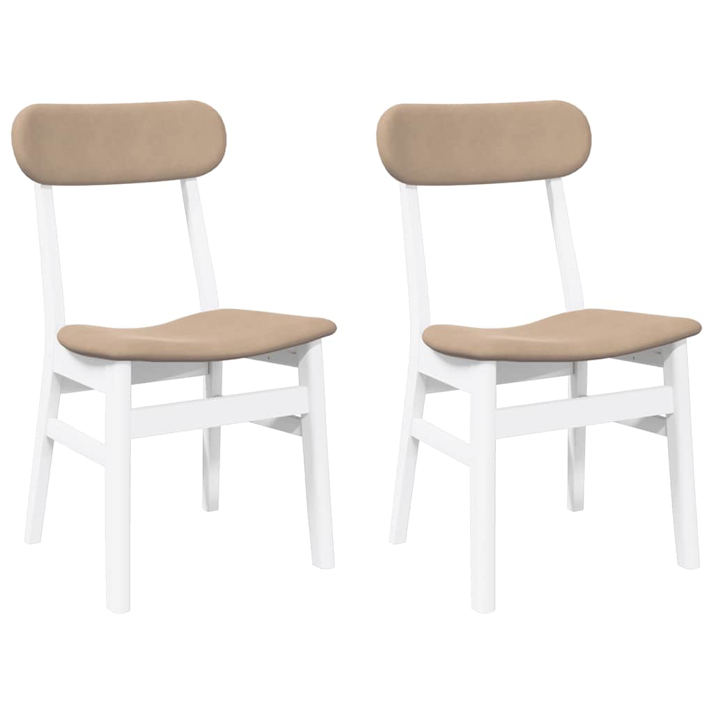 Chaises à manger coussins 2 pcs blanc bois massif caoutchouc - XIOS