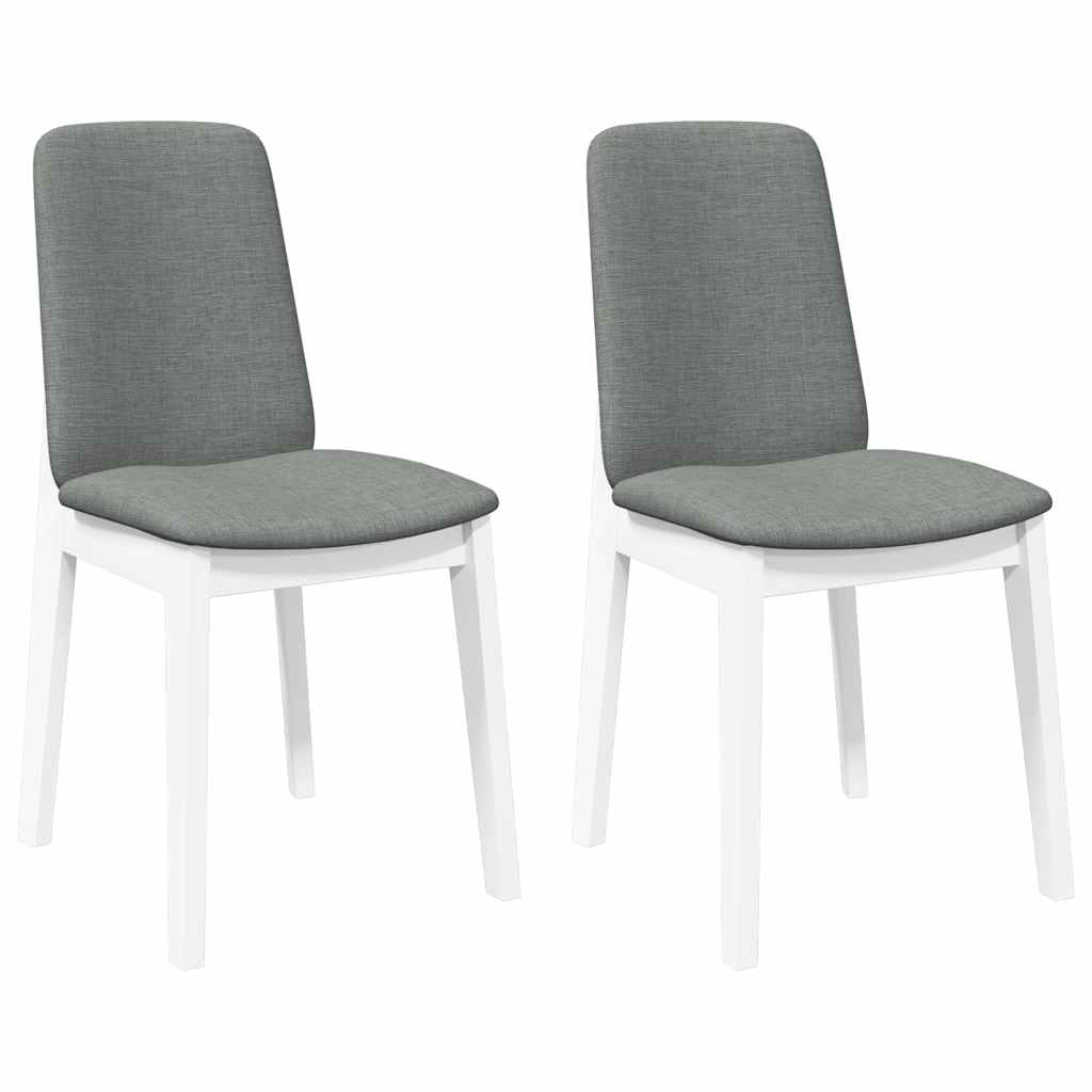 Chaises à manger coussins 2 pcs blanc bois massif caoutchouc - XIOS