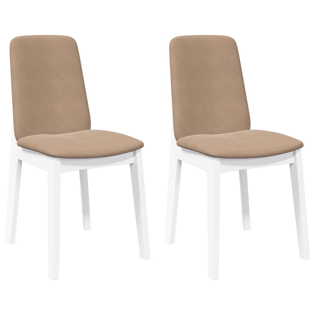 Chaises à manger coussins 2 pcs blanc bois massif caoutchouc - XIOS