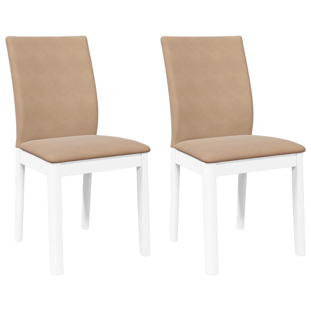 Chaises à manger coussins 2 pcs blanc bois massif caoutchouc - XIOS
