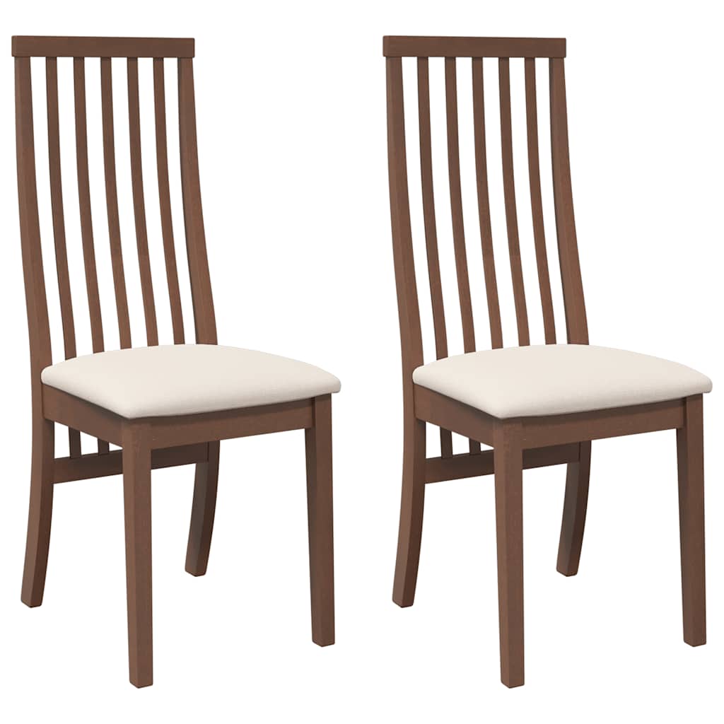 Chaises à manger coussins 2 pcs marron bois massif caoutchouc - XIOS