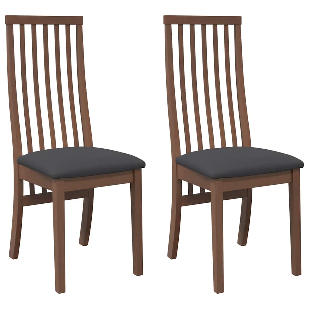 Chaises à manger coussins 2 pcs marron bois massif caoutchouc - XIOS
