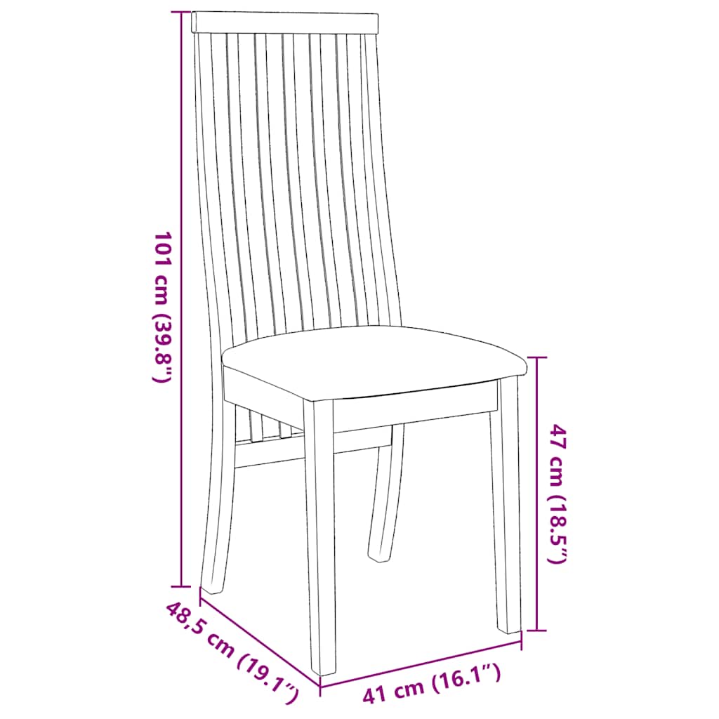 Chaises à manger coussins 2 pcs bois massif caoutchouc
