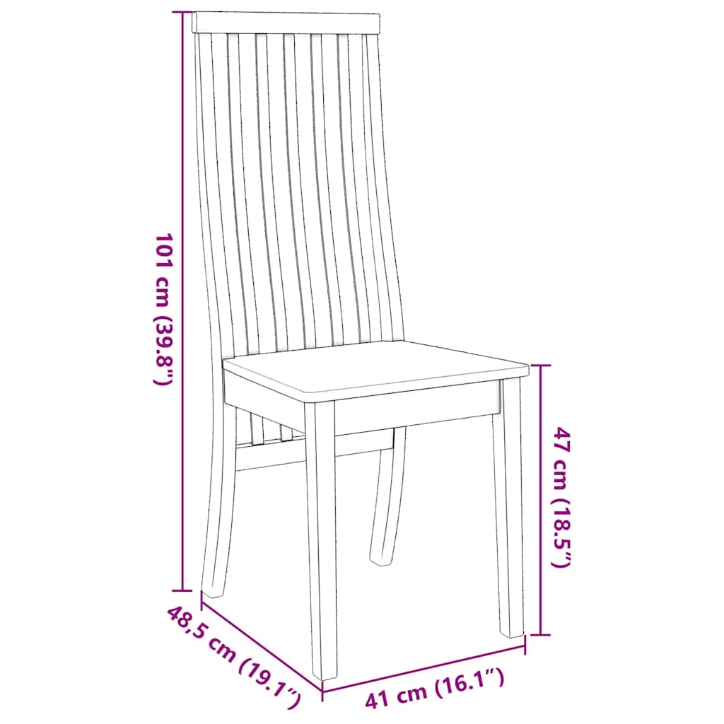 Chaises à manger 2 pcs bois massif caoutchouc - XIOS