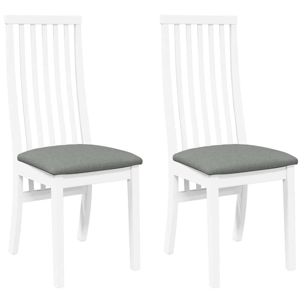 Chaises à manger coussins 2 pcs blanc bois massif caoutchouc - XIOS