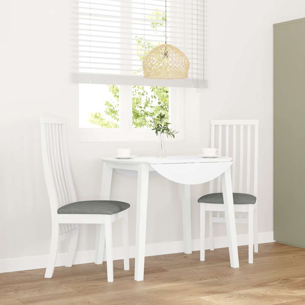 Chaises à manger coussins 2 pcs blanc bois massif caoutchouc - XIOS