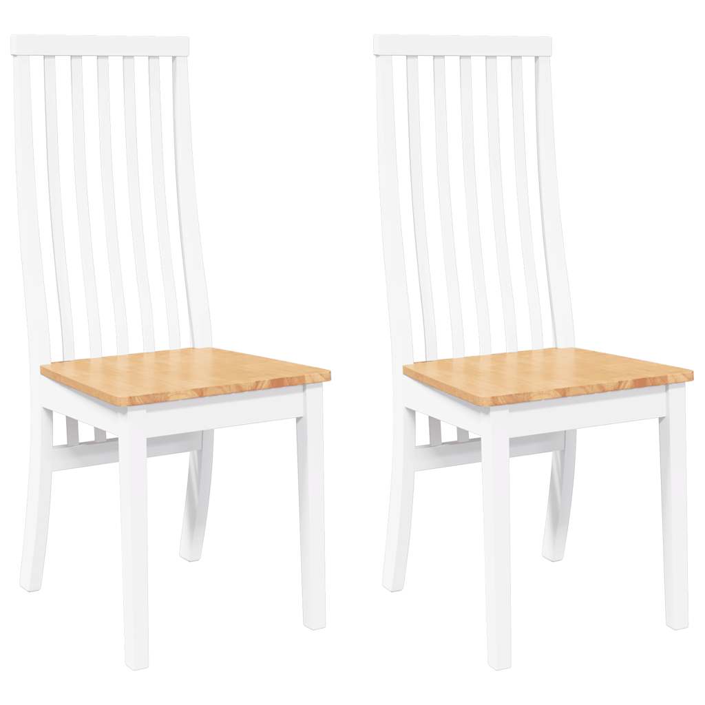 Chaises à manger 2 pcs blanc bois massif caoutchouc - XIOS