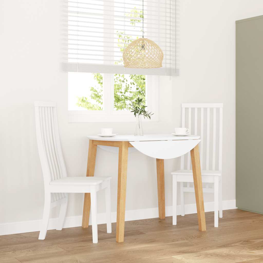 Chaises à manger 2 pcs blanc bois massif caoutchouc - XIOS