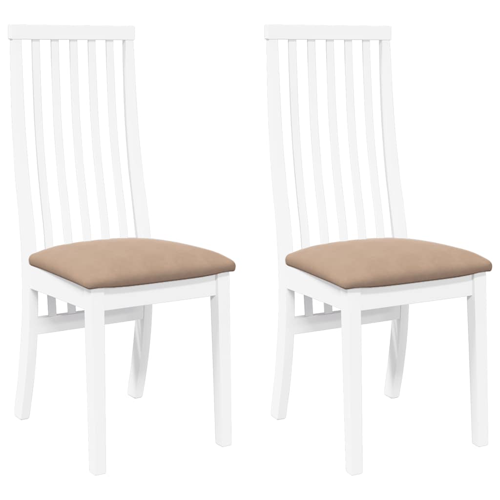 Chaises à manger coussins 2 pcs blanc bois massif caoutchouc - XIOS