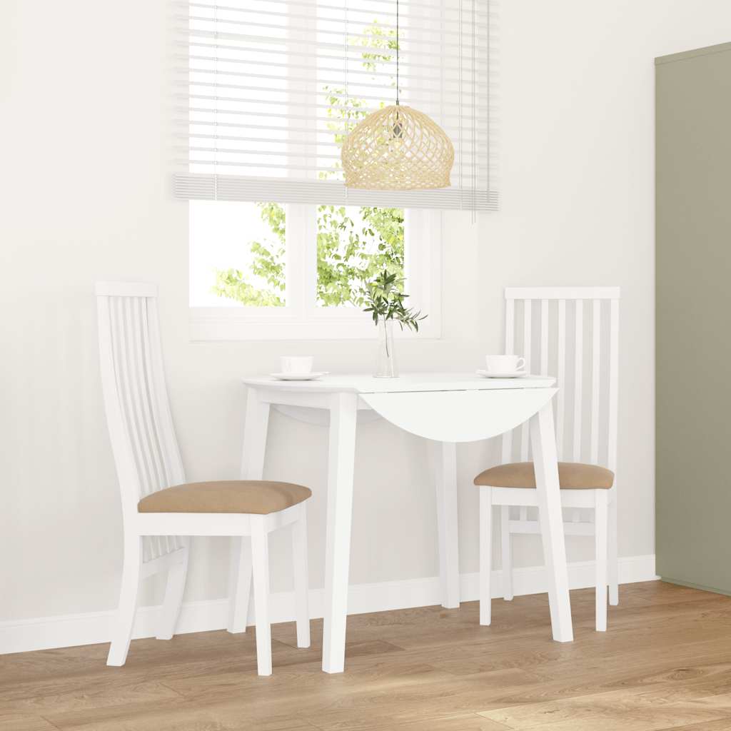 Chaises à manger coussins 2 pcs blanc bois massif caoutchouc - XIOS