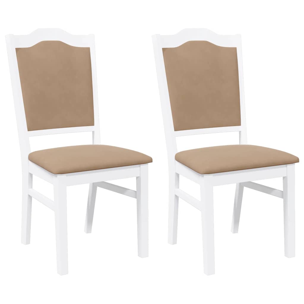 Chaises de salle à manger avec coussins (2 pcs) bois massif blanc caoutchouc - XIOS