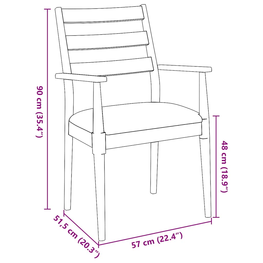 Chaises de salle à manger avec coussins (2 pcs) bois massif marron caoutchouc - XIOS