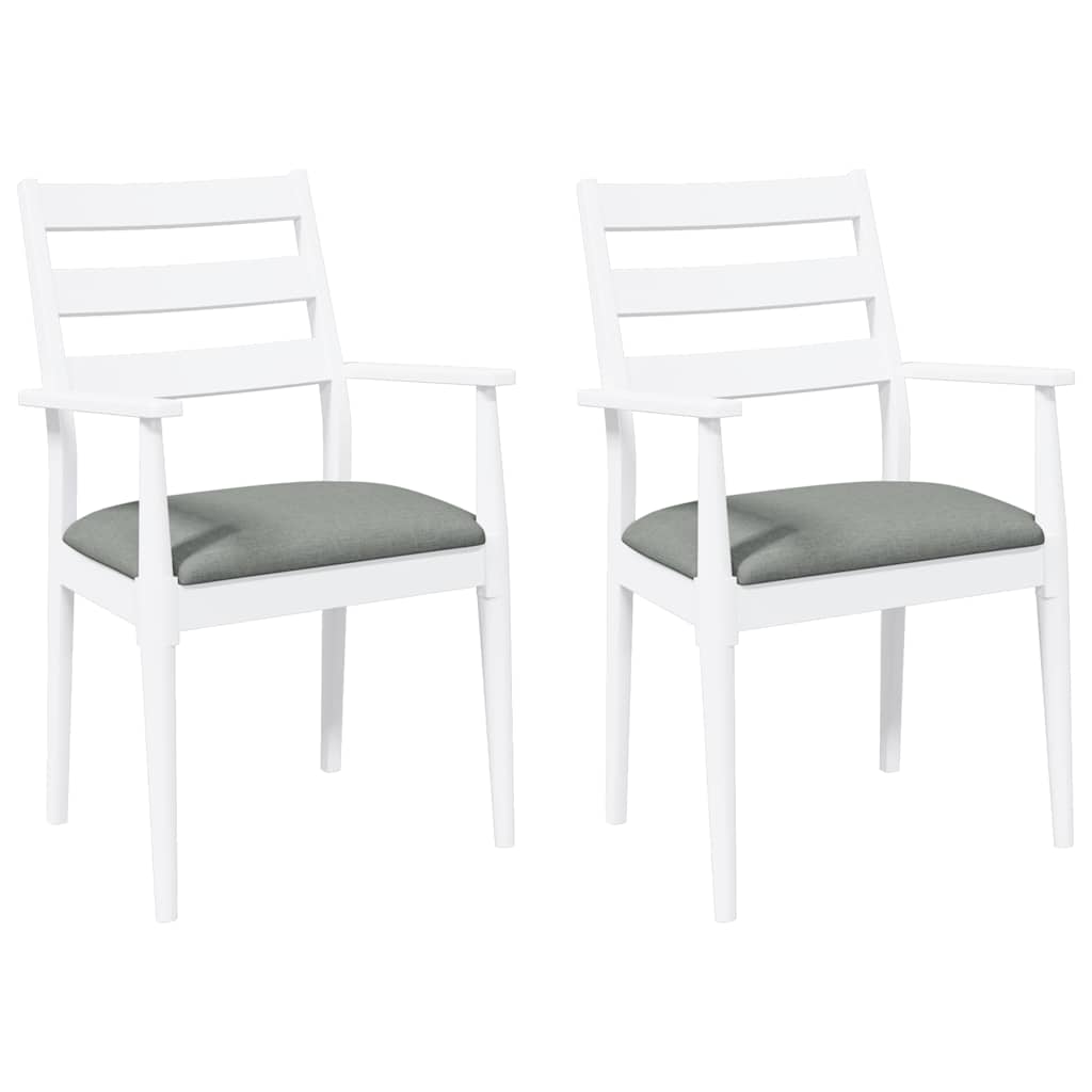 Chaises de salle à manger avec coussins (2 pcs) bois massif blanc caoutchouc - XIOS