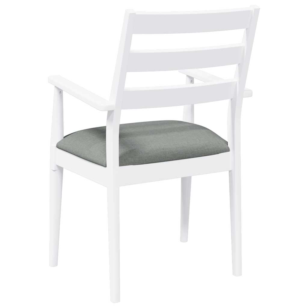 Chaises de salle à manger avec coussins (2 pcs) bois massif blanc caoutchouc - XIOS