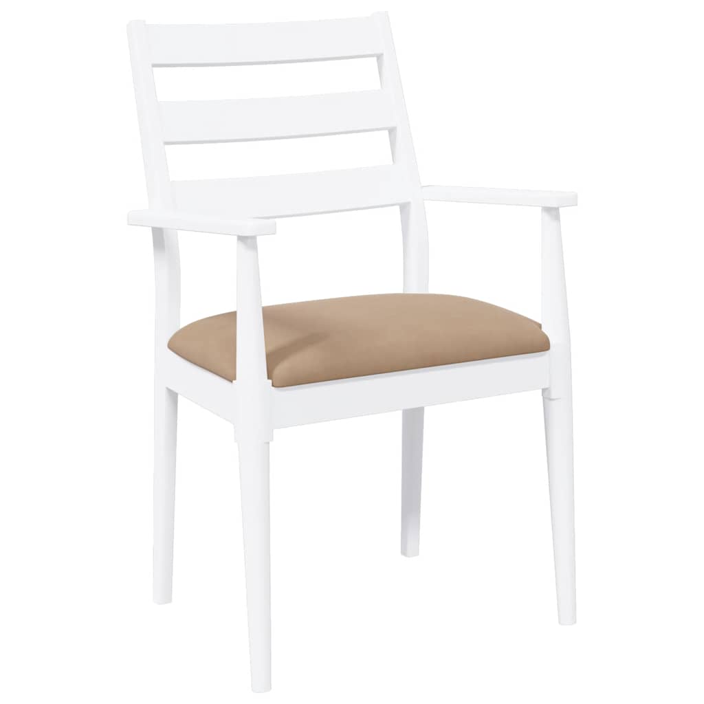 Chaises de salle à manger avec coussins (2 pcs) bois massif blanc caoutchouc - XIOS