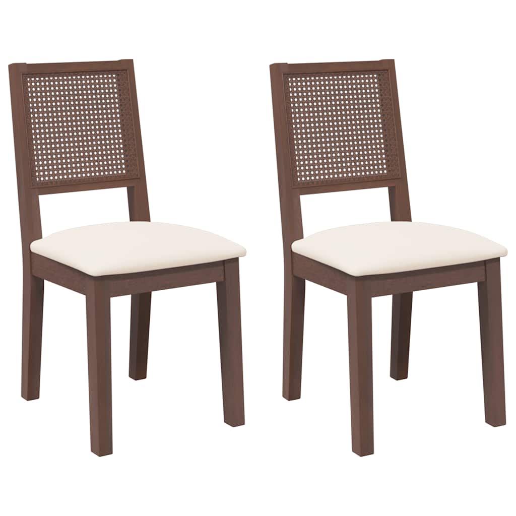 Chaises à manger coussins 2 pcs marron bois massif caoutchouc - XIOS