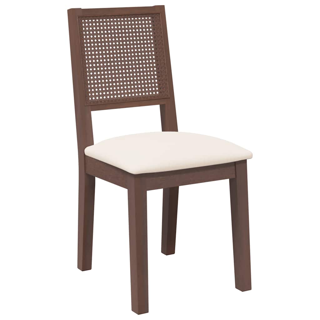 Chaises à manger coussins 2 pcs marron bois massif caoutchouc - XIOS