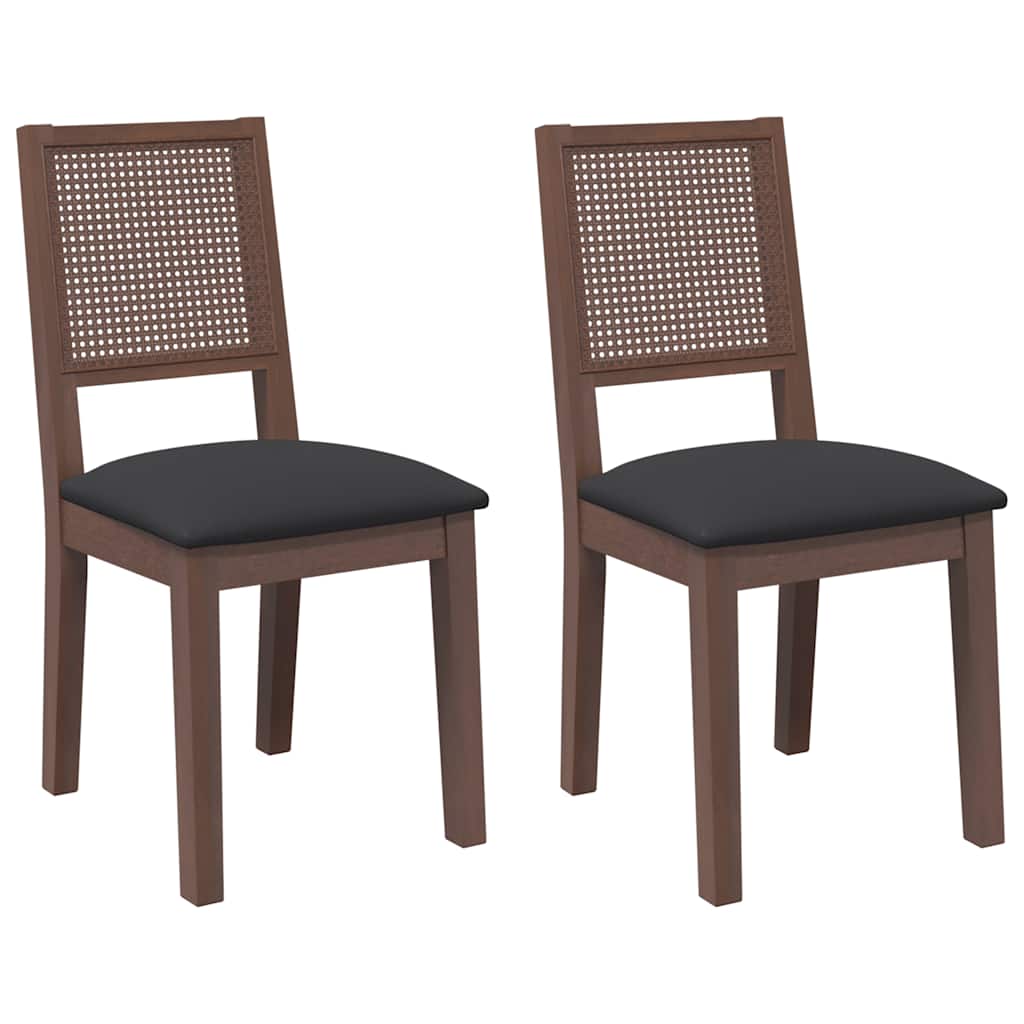 Chaises à manger coussins 2 pcs marron bois massif caoutchouc - XIOS