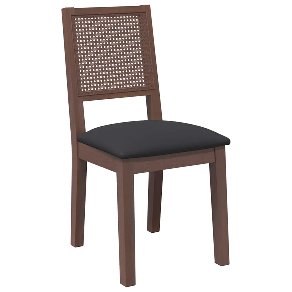 Chaises à manger coussins 2 pcs marron bois massif caoutchouc - XIOS