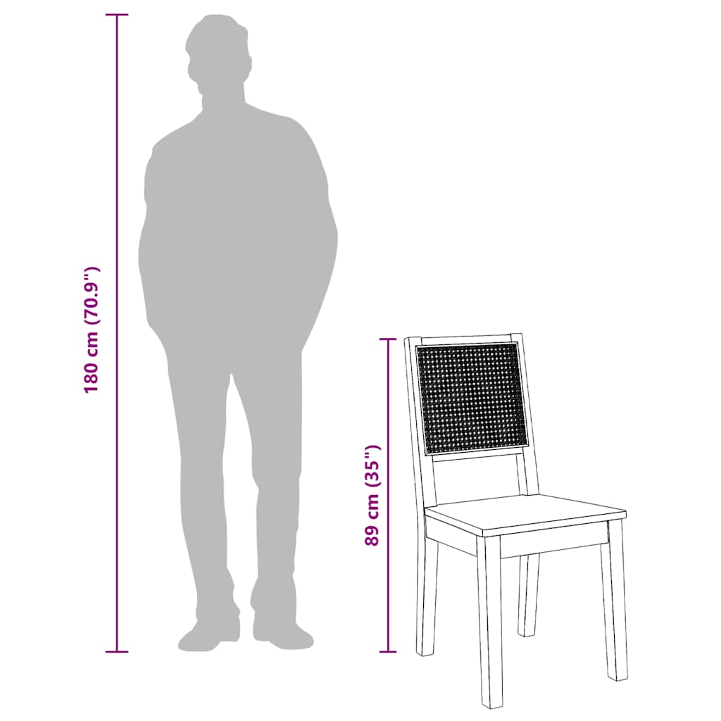 Chaises à manger 2 pcs bois massif caoutchouc - XIOS