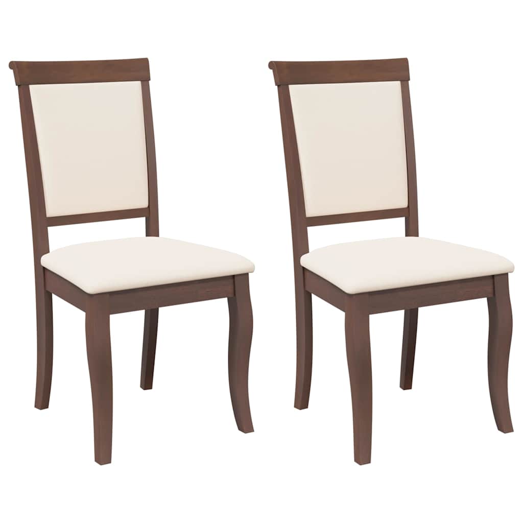 Chaises à manger coussins 2 pcs marron bois massif caoutchouc - XIOS