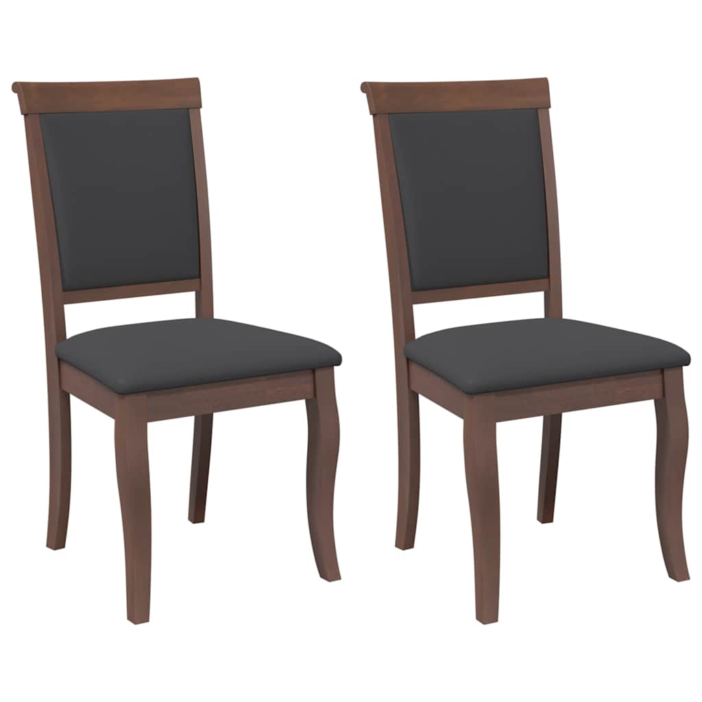 Chaises à manger coussins 2 pcs marron bois massif caoutchouc - XIOS