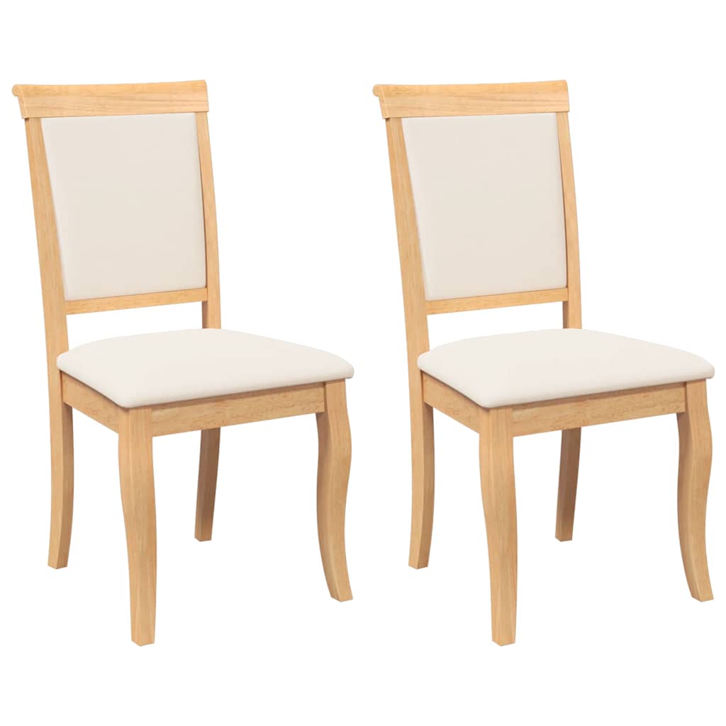 Chaises à manger coussins 2 pcs naturel bois massif caoutchouc - XIOS