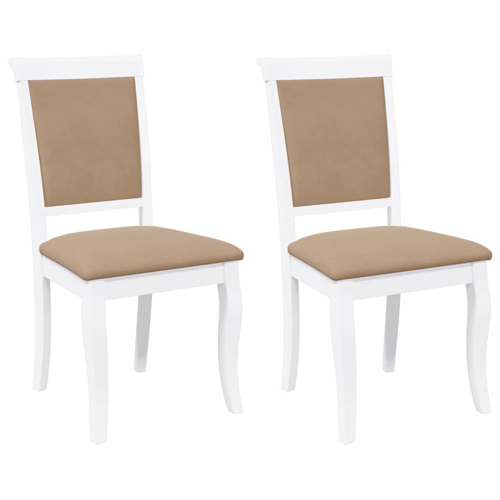 Chaises à manger coussins 2 pcs blanc bois massif caoutchouc - XIOS