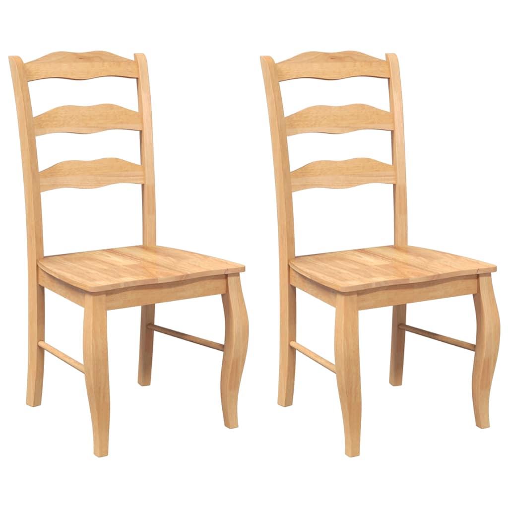 Chaises de salle à manger (lot de 2) en bois massif naturel et caoutchouc - XIOS