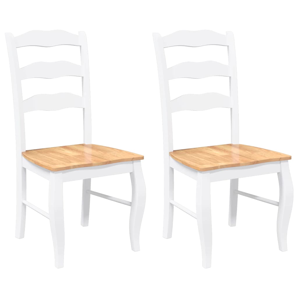 Chaises de salle à manger (lot de 2) en bois massif blanc et caoutchouc - XIOS