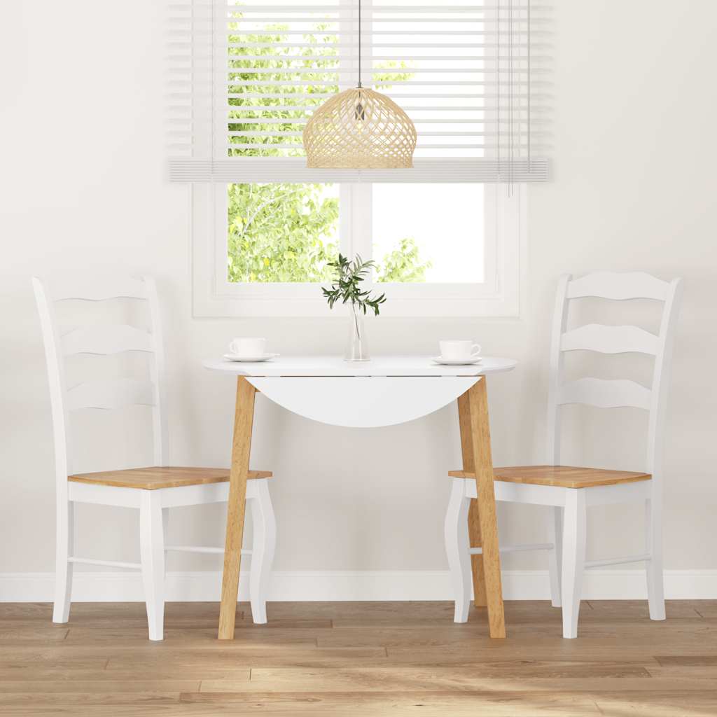 Chaises de salle à manger (lot de 2) en bois massif blanc et caoutchouc - XIOS