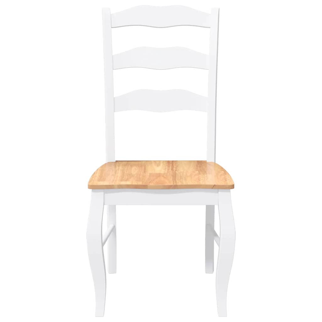 Chaises de salle à manger (lot de 2) en bois massif blanc et caoutchouc - XIOS