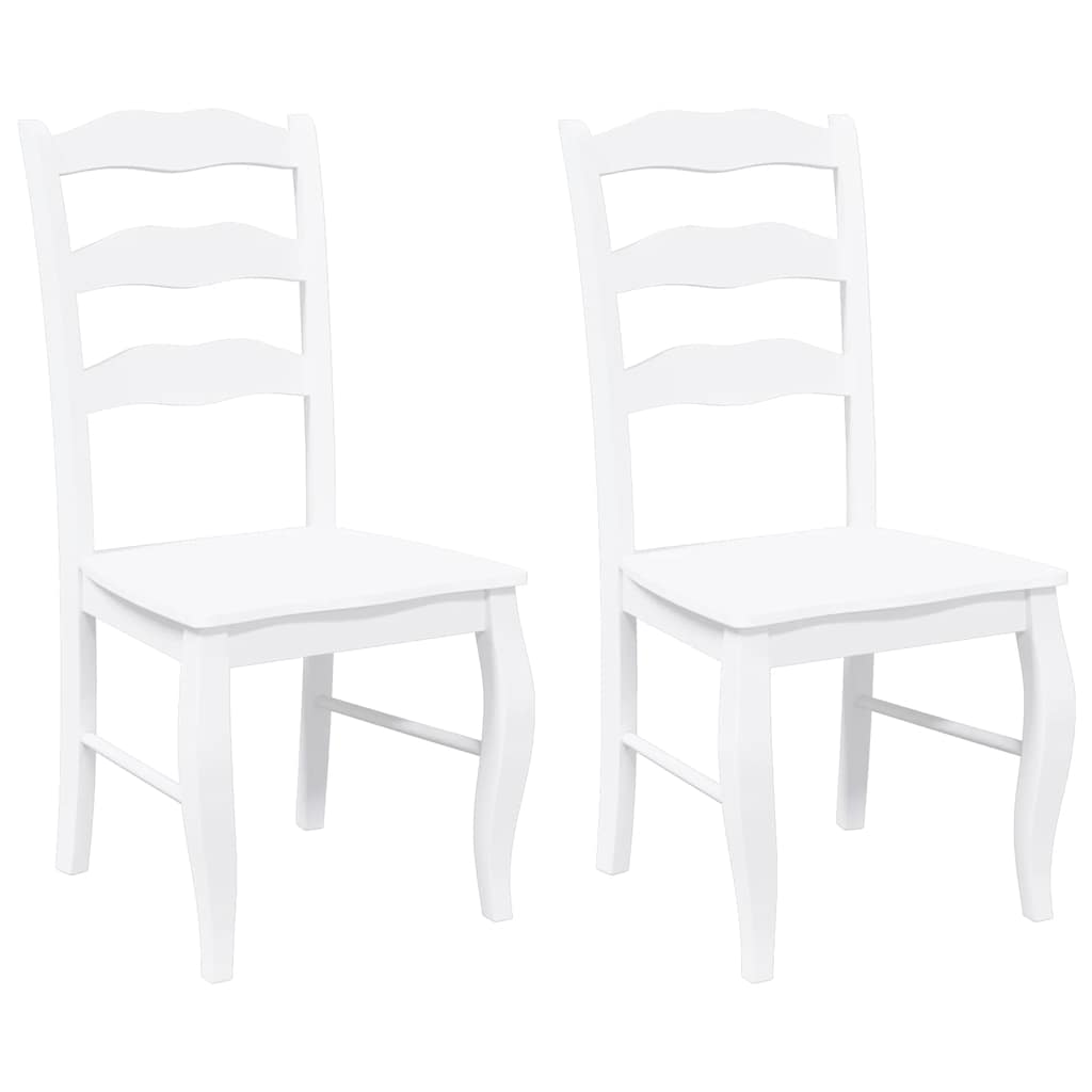 Chaises de salle à manger (lot de 2) en bois massif blanc et caoutchouc - XIOS