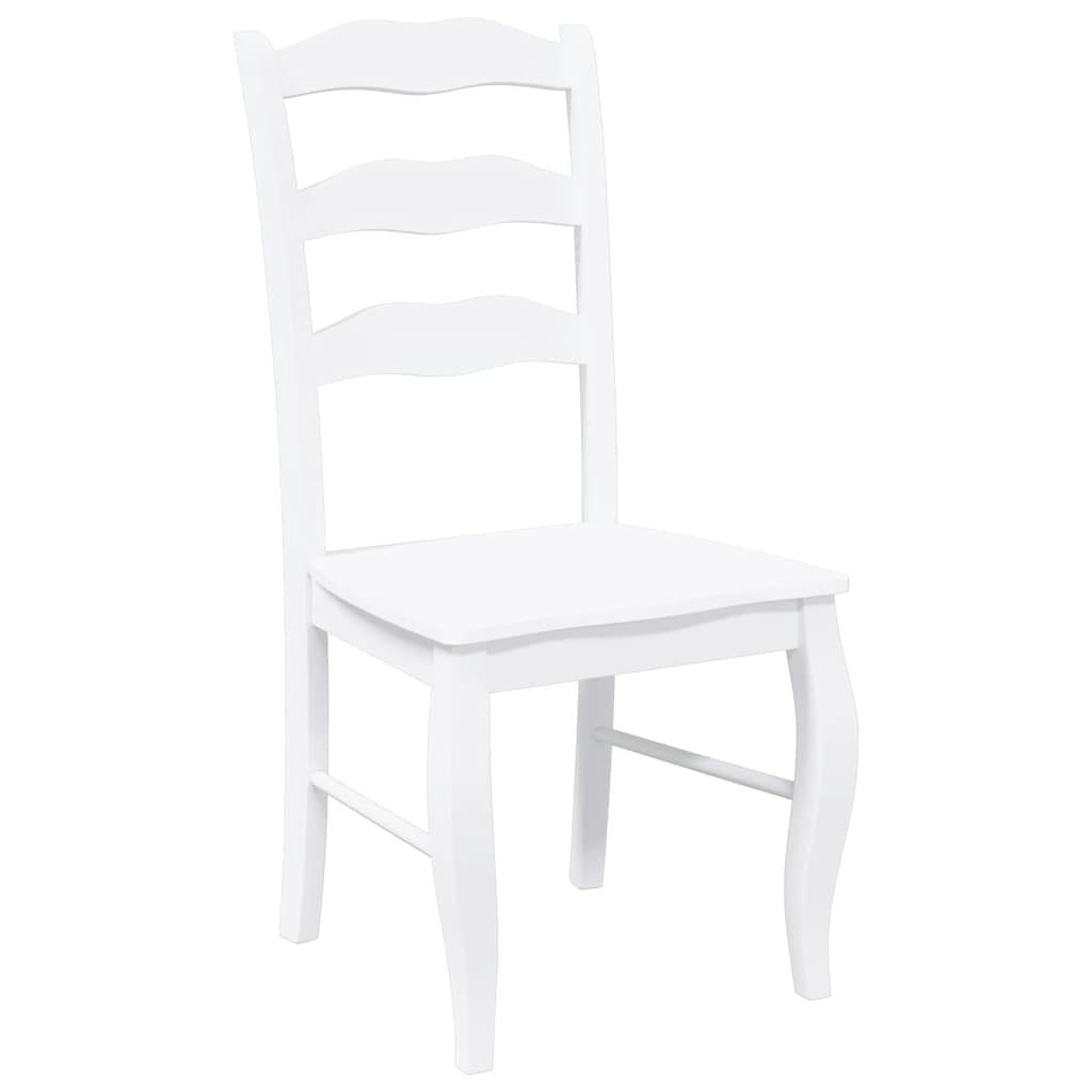 Chaises de salle à manger (lot de 2) en bois massif blanc et caoutchouc - XIOS