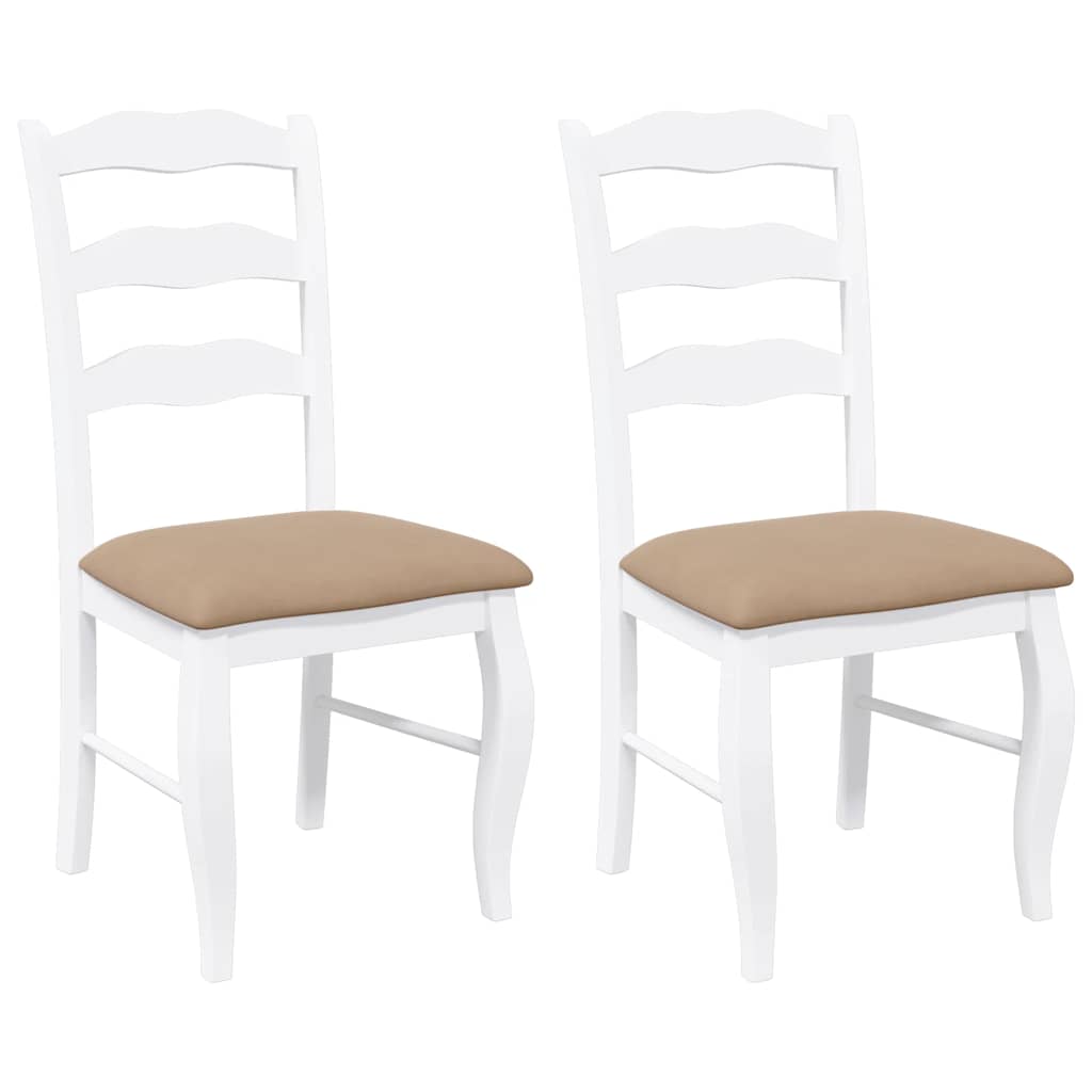 Chaises de salle à manger avec coussins (2 pcs) bois massif blanc caoutchouc - XIOS