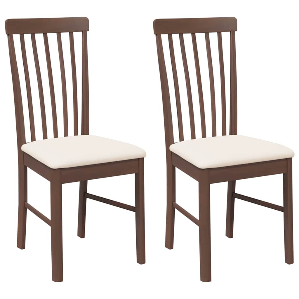 Chaises à manger coussins 2 pcs marron bois massif caoutchouc - XIOS