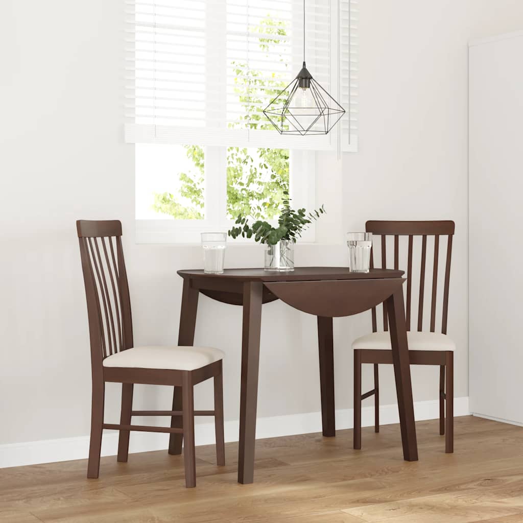 Chaises à manger coussins 2 pcs marron bois massif caoutchouc - XIOS