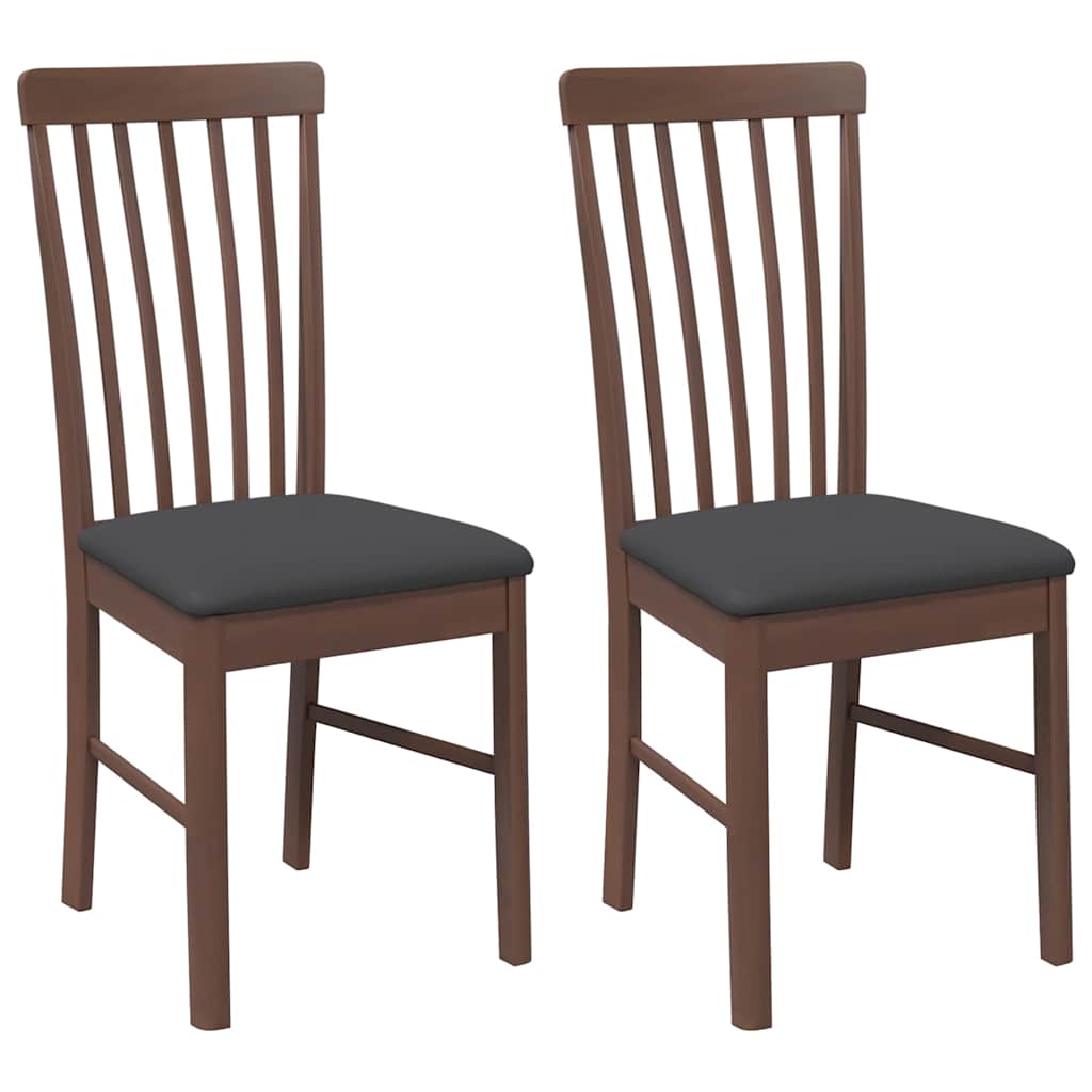 Chaises à manger coussins 2 pcs marron bois massif caoutchouc - XIOS