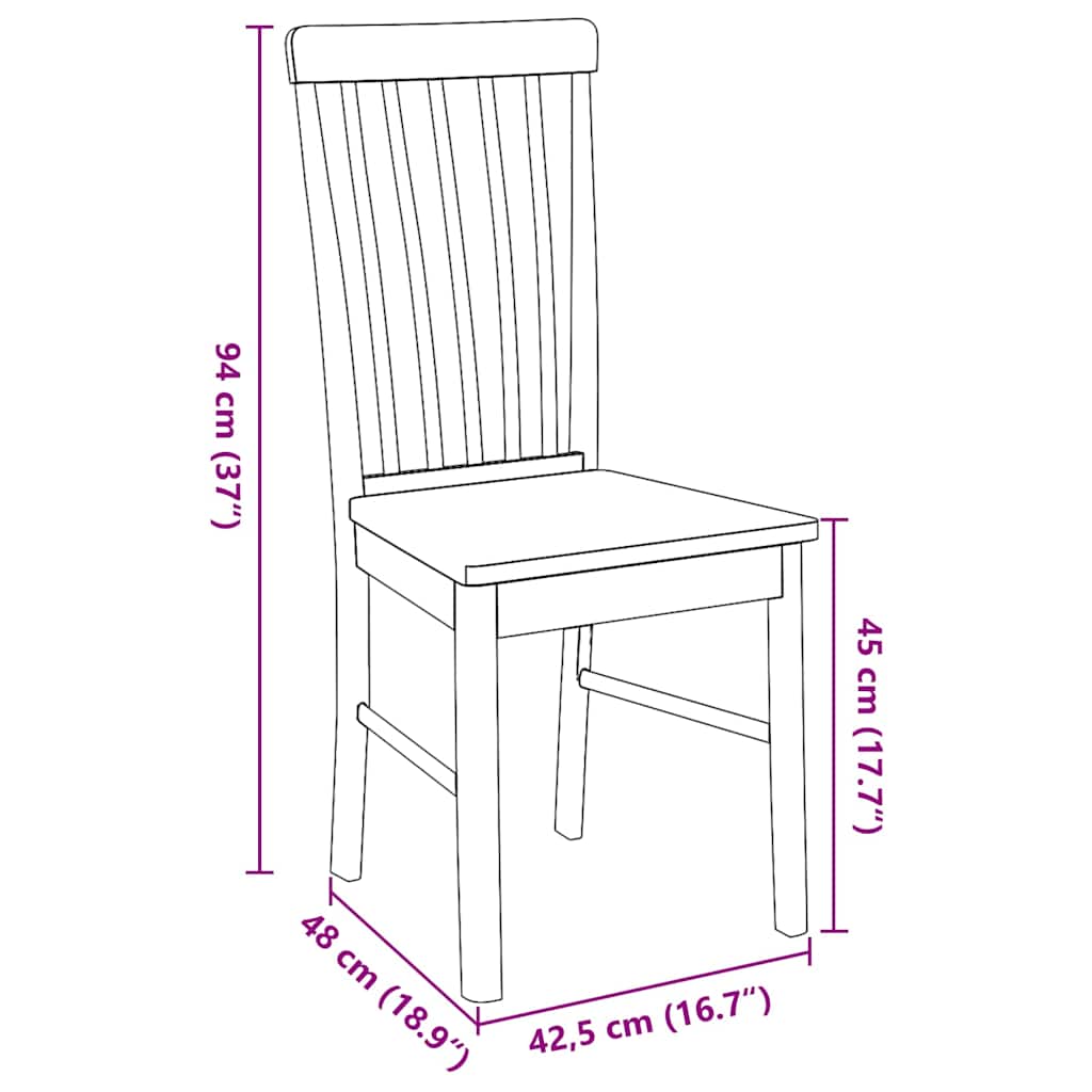 Chaises à manger 2 pcs bois massif caoutchouc - XIOS