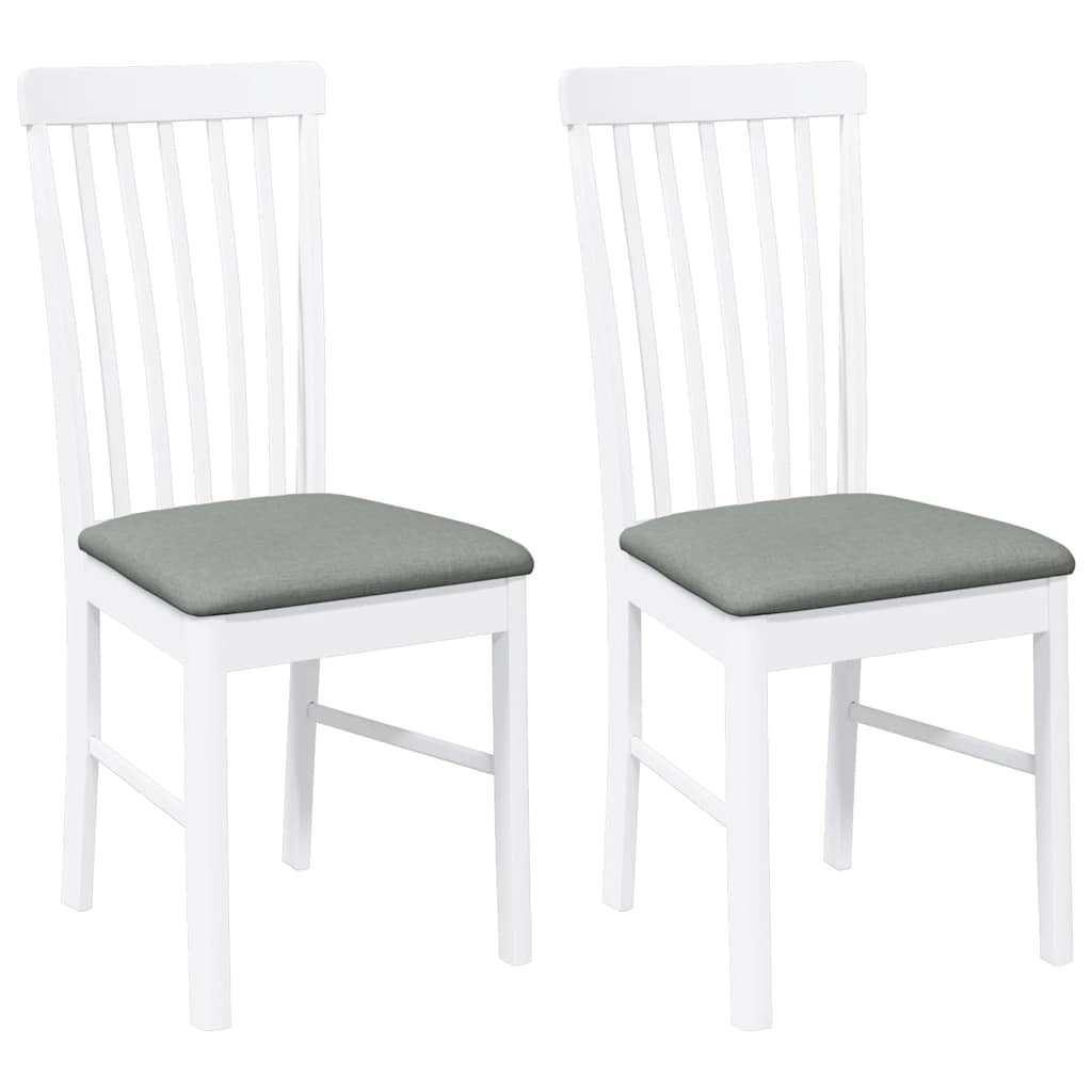 Chaises à manger coussins 2 pcs blanc bois massif caoutchouc - XIOS