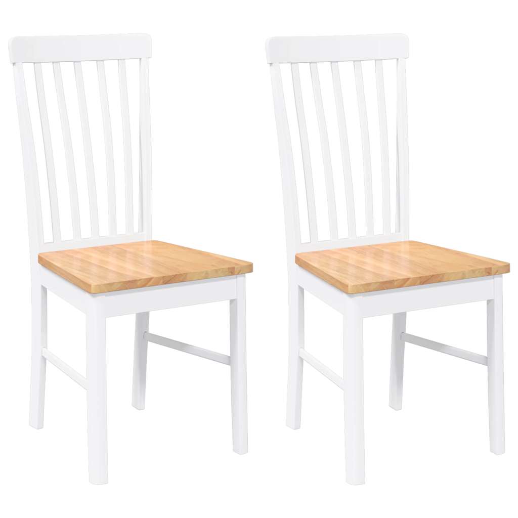 Chaises à manger 2 pcs blanc bois massif caoutchouc - XIOS