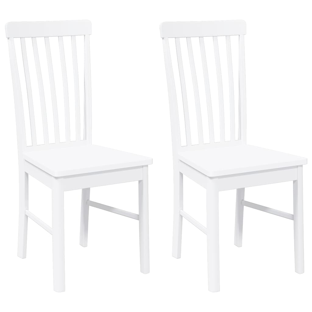 Chaises à manger 2 pcs blanc bois massif caoutchouc - XIOS