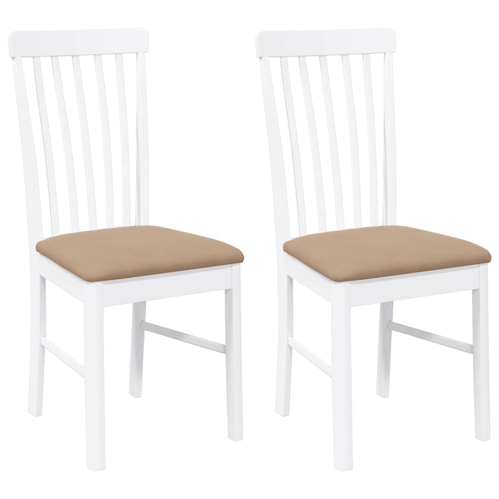 Chaises à manger coussins 2 pcs blanc bois massif caoutchouc - XIOS