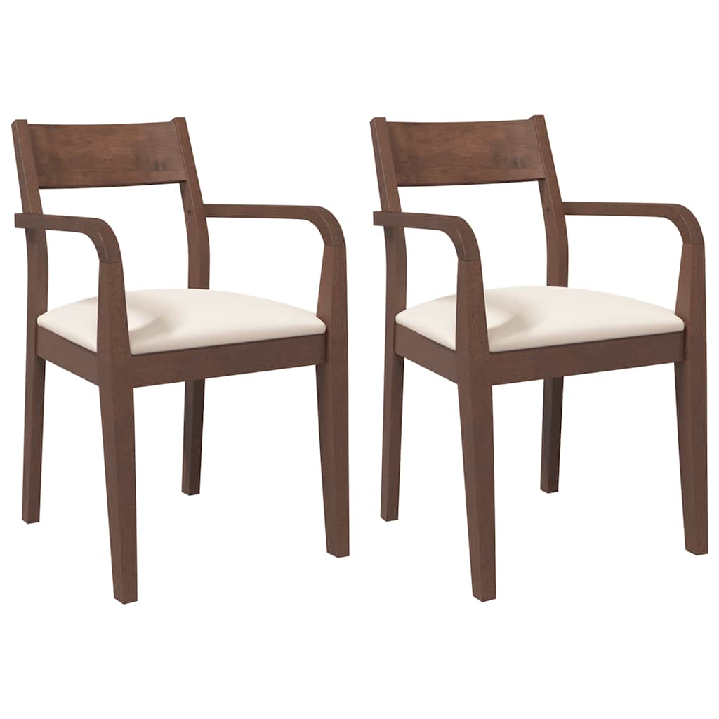 Chaises à manger coussins 2 pcs marron bois massif caoutchouc - XIOS