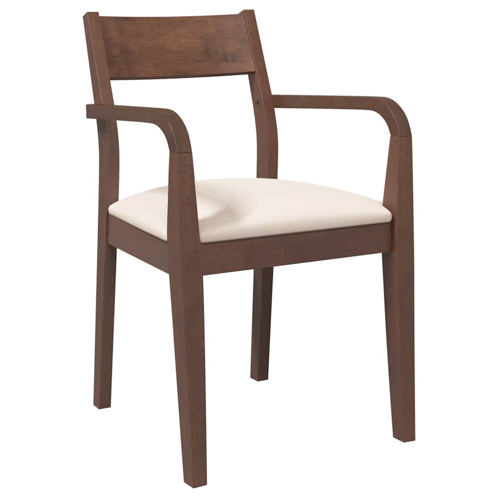 Chaises à manger coussins 2 pcs marron bois massif caoutchouc - XIOS