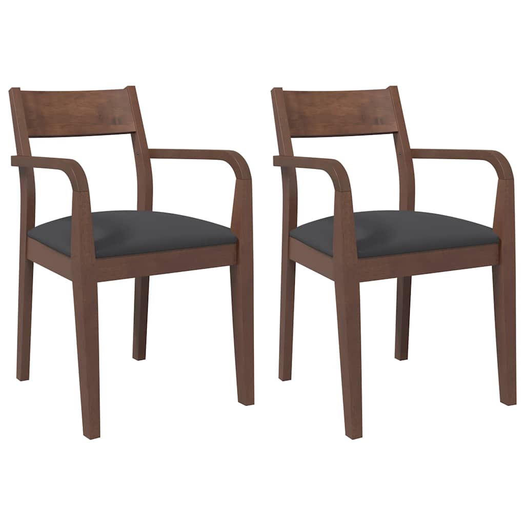 Chaises à manger coussins 2 pcs marron bois massif caoutchouc - XIOS